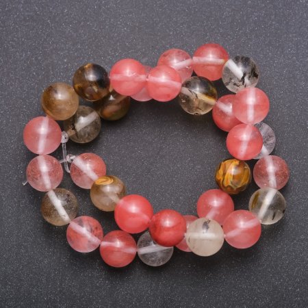 Natural Chalcedony Beads, Assorted on Thread, Smooth Round Beads, 12 mm Diameter (±), 37 cm Length