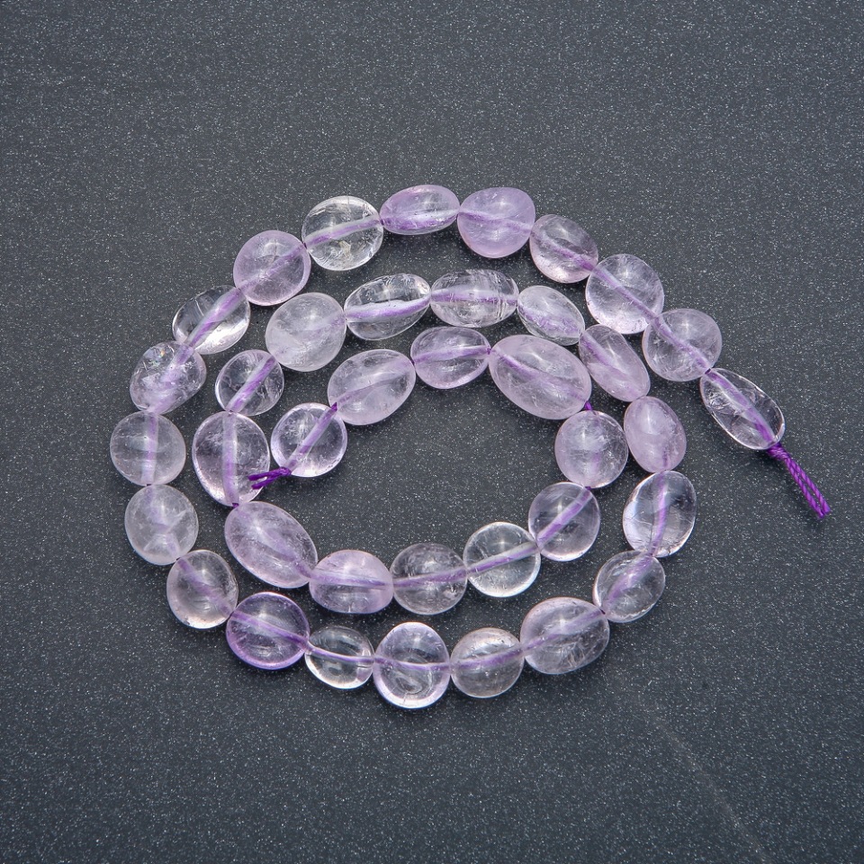 Amethyst teardrop beads on a thread, natural stone, 10x8 mm, length 41 cm +