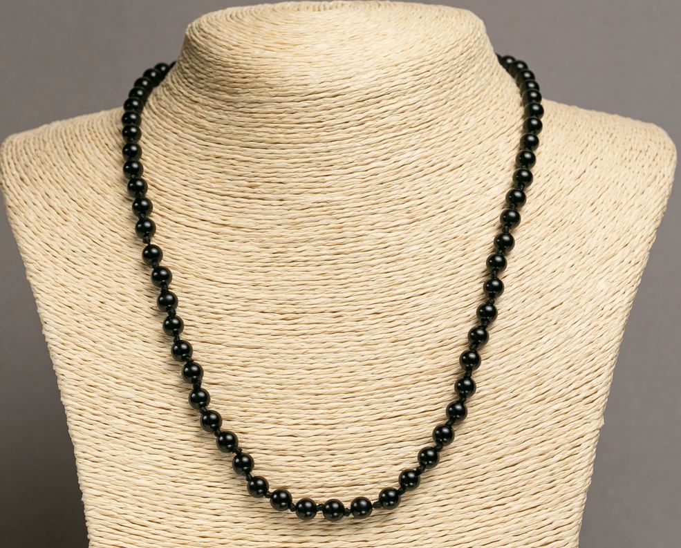 Agate Bead Necklace, Smooth Round Beads, 6mm Diameter, 47–50 cm Length