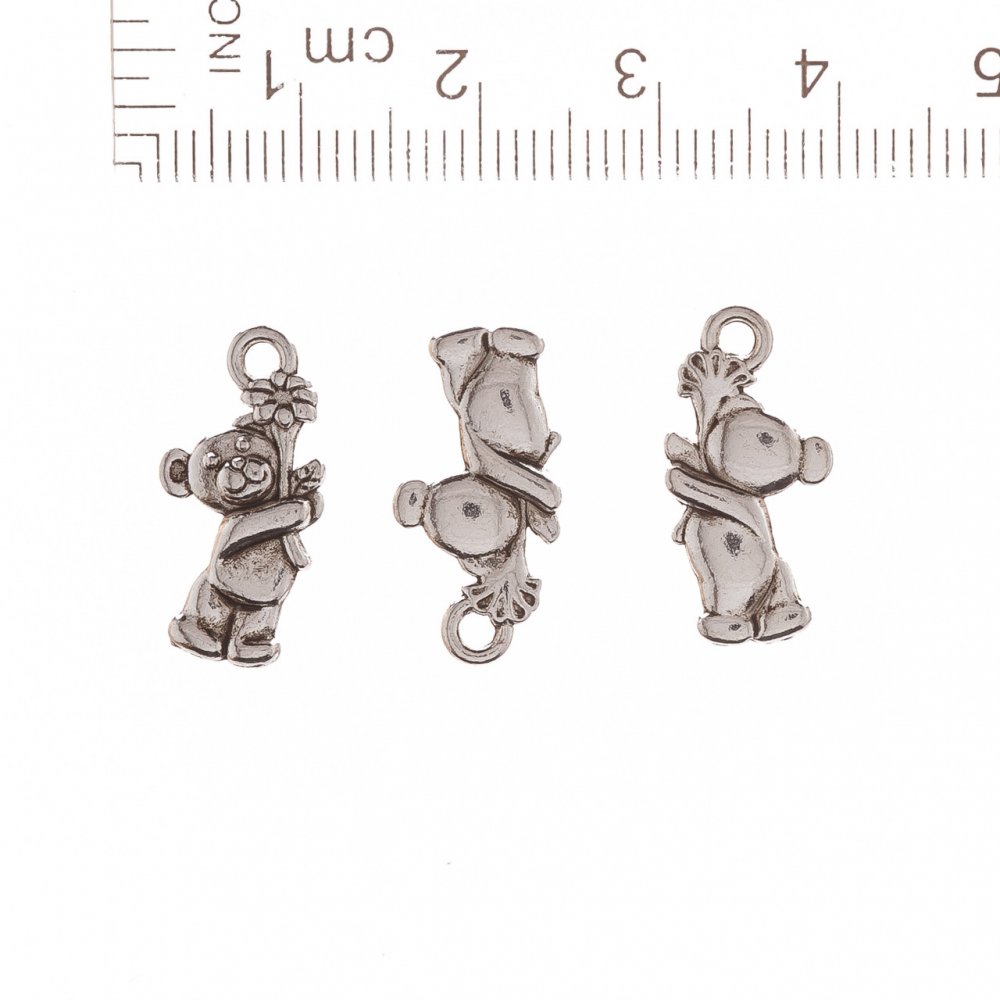 Bear Cub Pendant with Flower, 19×10 mm, packaging 20 g ± 21 pcs