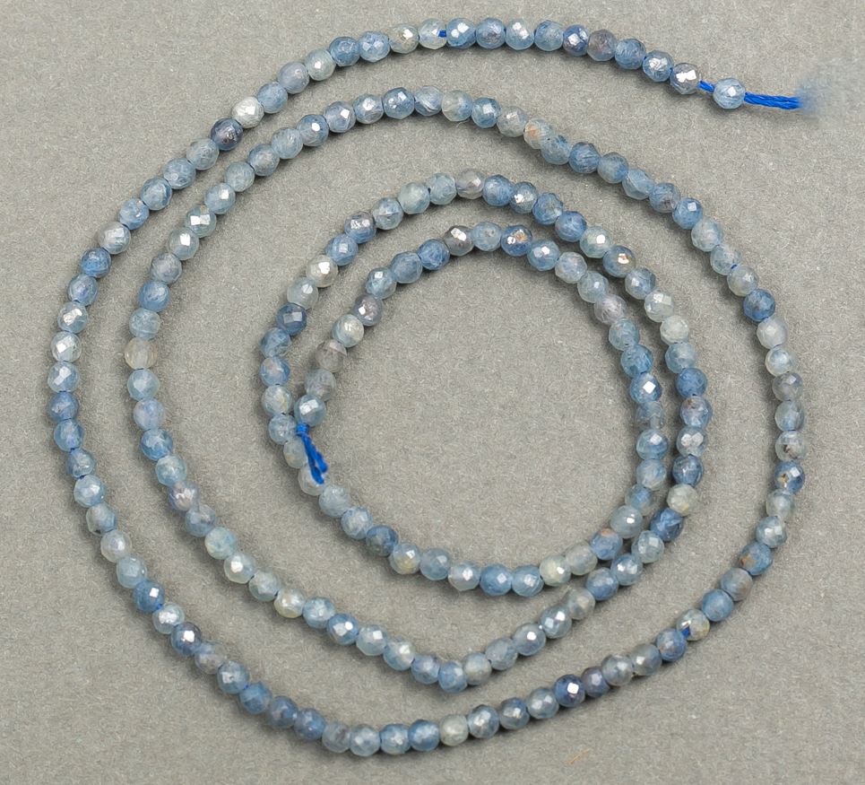 Natural Labradorite Beads on Thread, Faceted, 2mm Diameter, 41 cm Length
