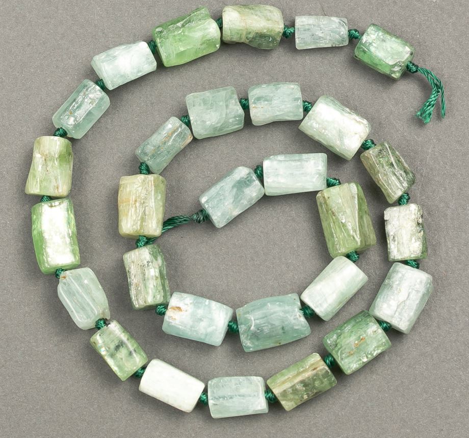 Natural Tourmaline Faceted Beads on Thread, diameter 14–10×7–9 mm, length 41 cm +