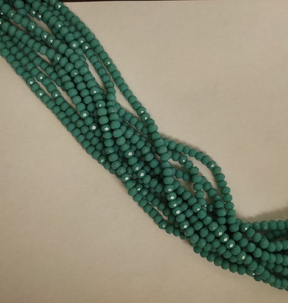 Turquoise Matte Czech Crystal Rondelle Beads, diameter 6x4.5 mm, length 43 cm