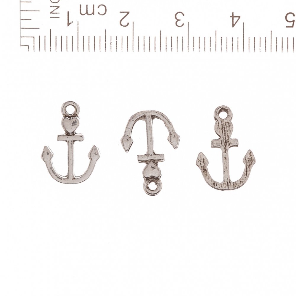 Hardware Pendant: Anchor with Heart, 15x11 mm, packaging 20 g, +/- 31 pcs