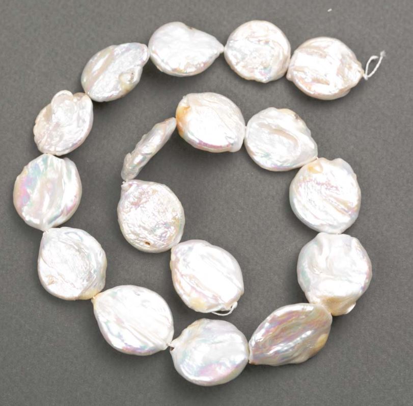 Baroque Pearl Beads with a Petrol Tint, d 21-26×19-20 mm +-, length 38 cm+