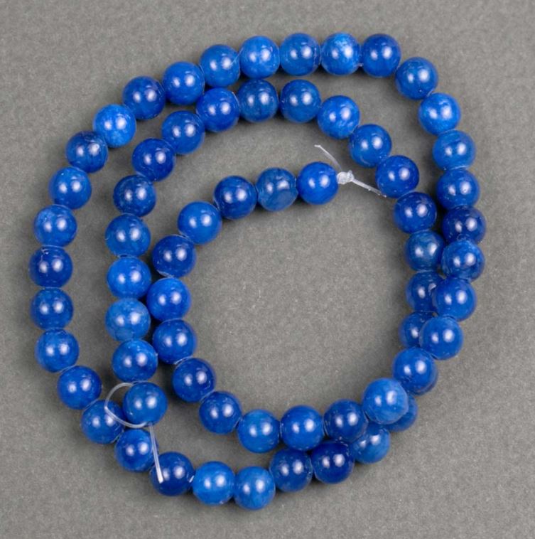 Azurite Beads on Thread (Artificial Acrylic) Smooth Round Bead, 6mm Diameter, 40cm Length