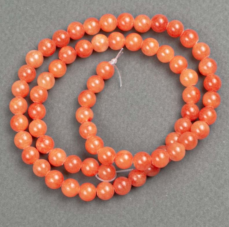 Citrine Beads on Thread (Acrylic), Smooth Beads, 6 mm diameter, 40 cm length