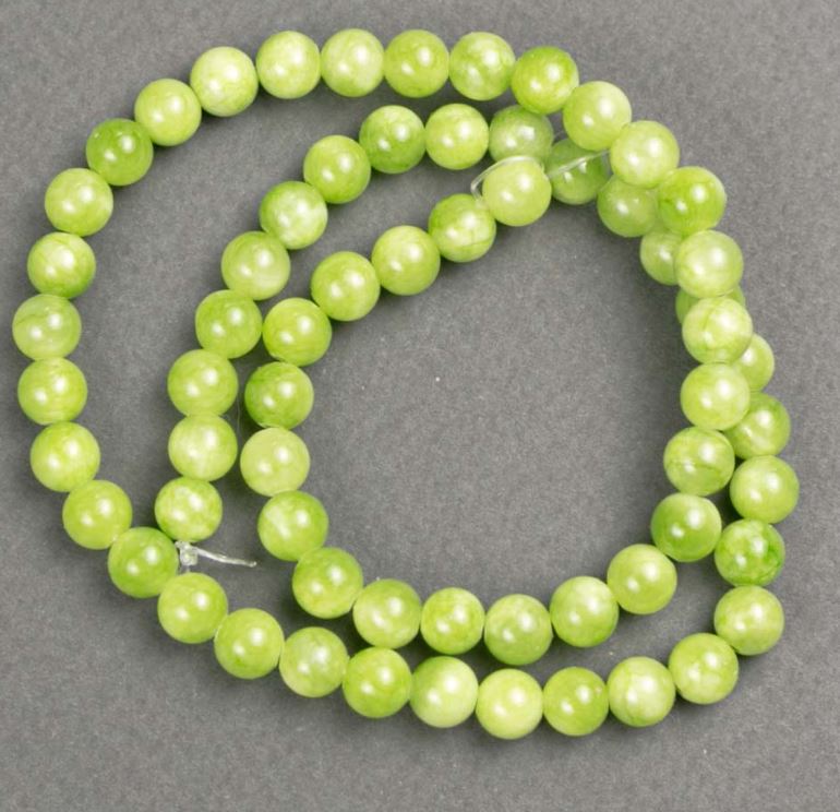 Onyx Beads (artificial acrylic) on thread, smooth 6 mm diameter beads, 40 cm length