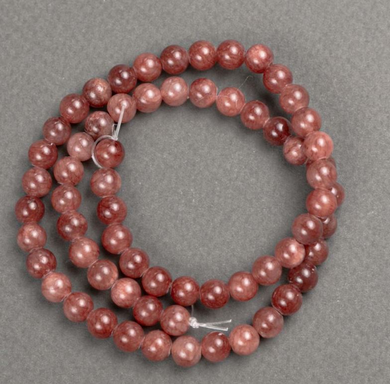 Selenite Beads (synthetic acrylic) on a thread, smooth spheres, diameter 6.5 mm, length 40 cm