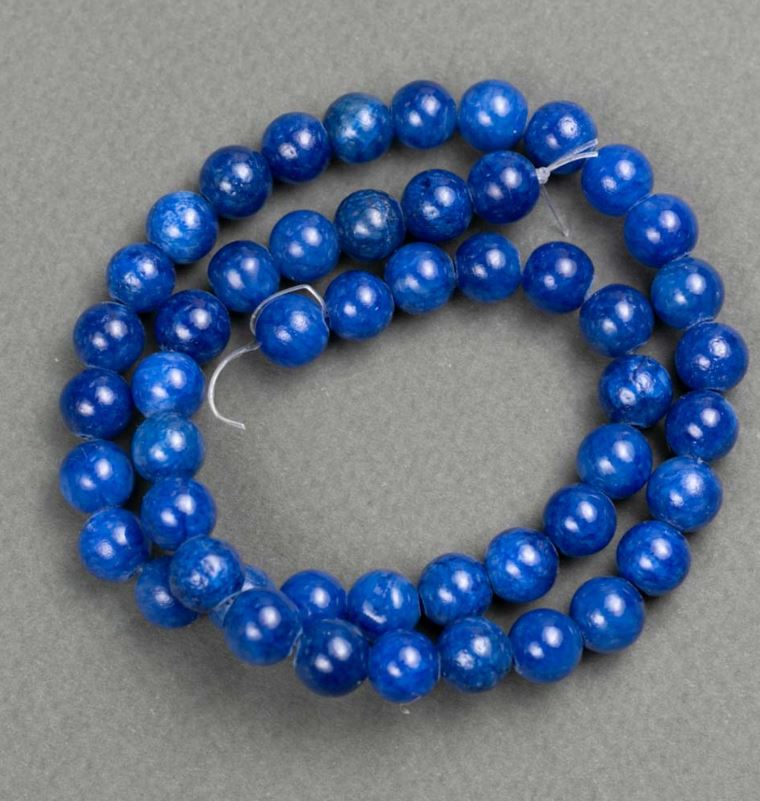 Lazurite Beads on Thread (Artificial Acrylic), Smooth Round Bead, 8.5 mm Diameter, 39 cm Length