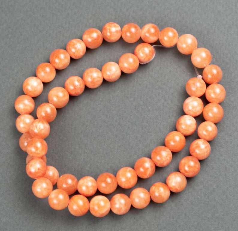 Citrine Beads on Beading Thread (Synthetic Acrylic) Smooth Round Beads, 8.5 mm diameter, 40 cm long