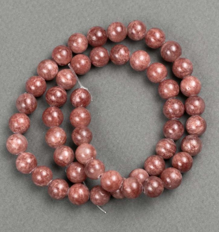 Celestite Beads (Synthetic Acrylic) on a Beading Thread, Smooth Round Beads, 8.5 mm Diameter, 40 cm Length