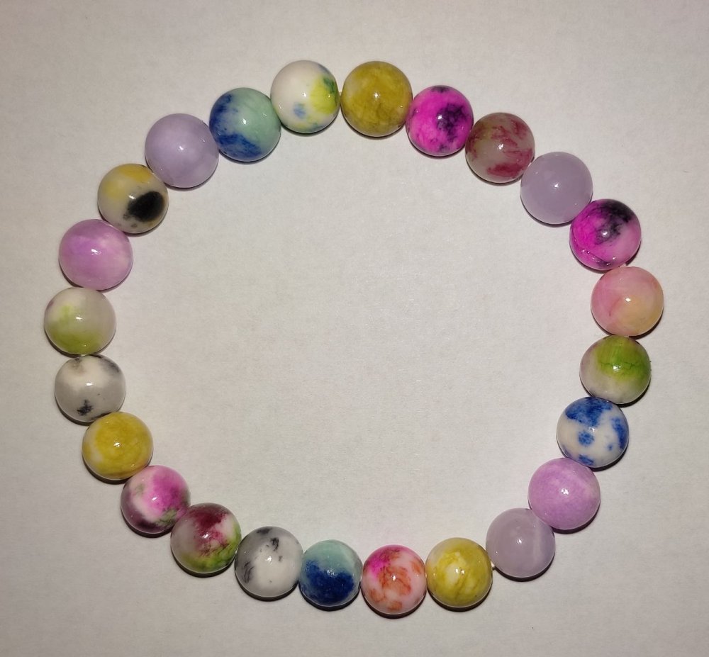 Bracelet with assorted toned quartz beads (man-made), 8mm diameter, 18 cm long