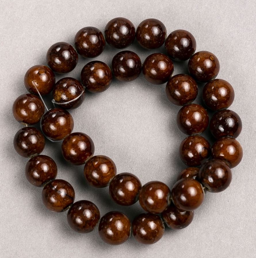 Tiger's Eye Beads (Acrylic) on Monofilament — Smooth Round Beads, 12.5 mm diameter, 40 cm length