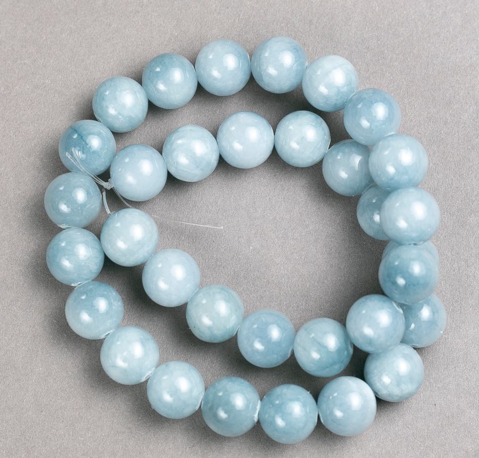 Aquamarine Beads on Thread (Synthetic Acrylic) Smooth Sphere, 12.5 mm Diameter, 40 cm Length