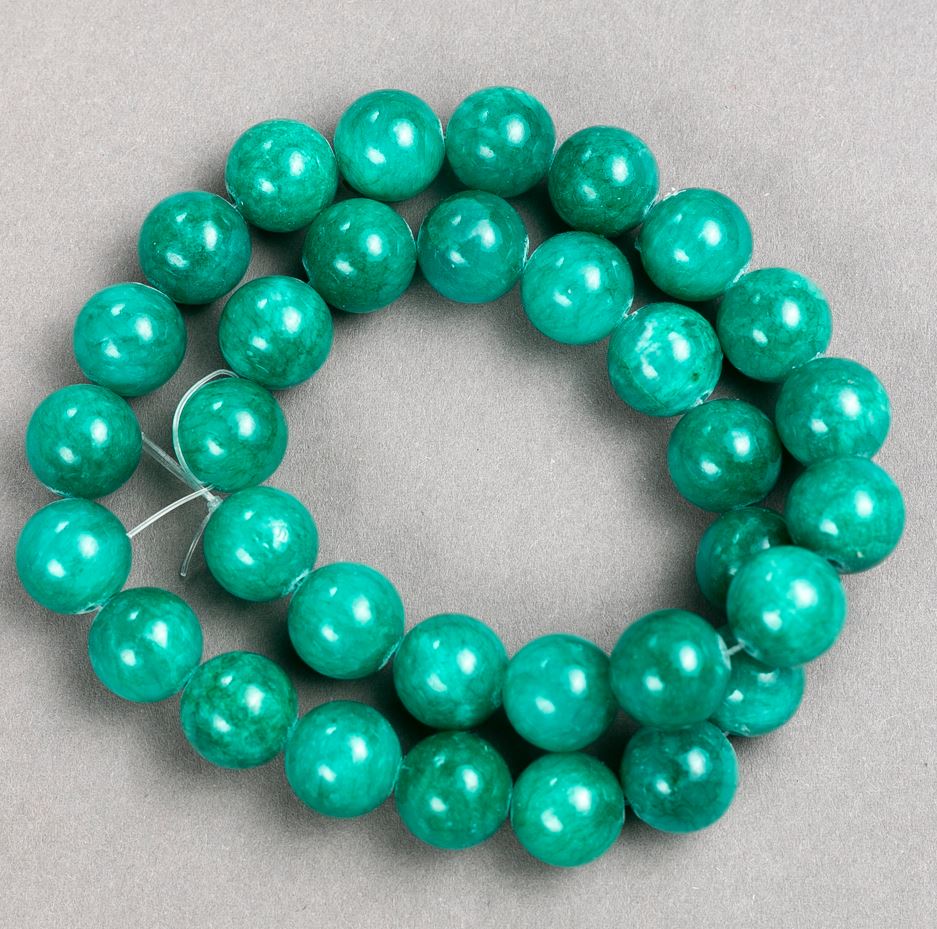 Amazonite Beads on Fishing Line (synthetic acrylic) smooth spheres, diameter 12.5 mm, length 40 cm