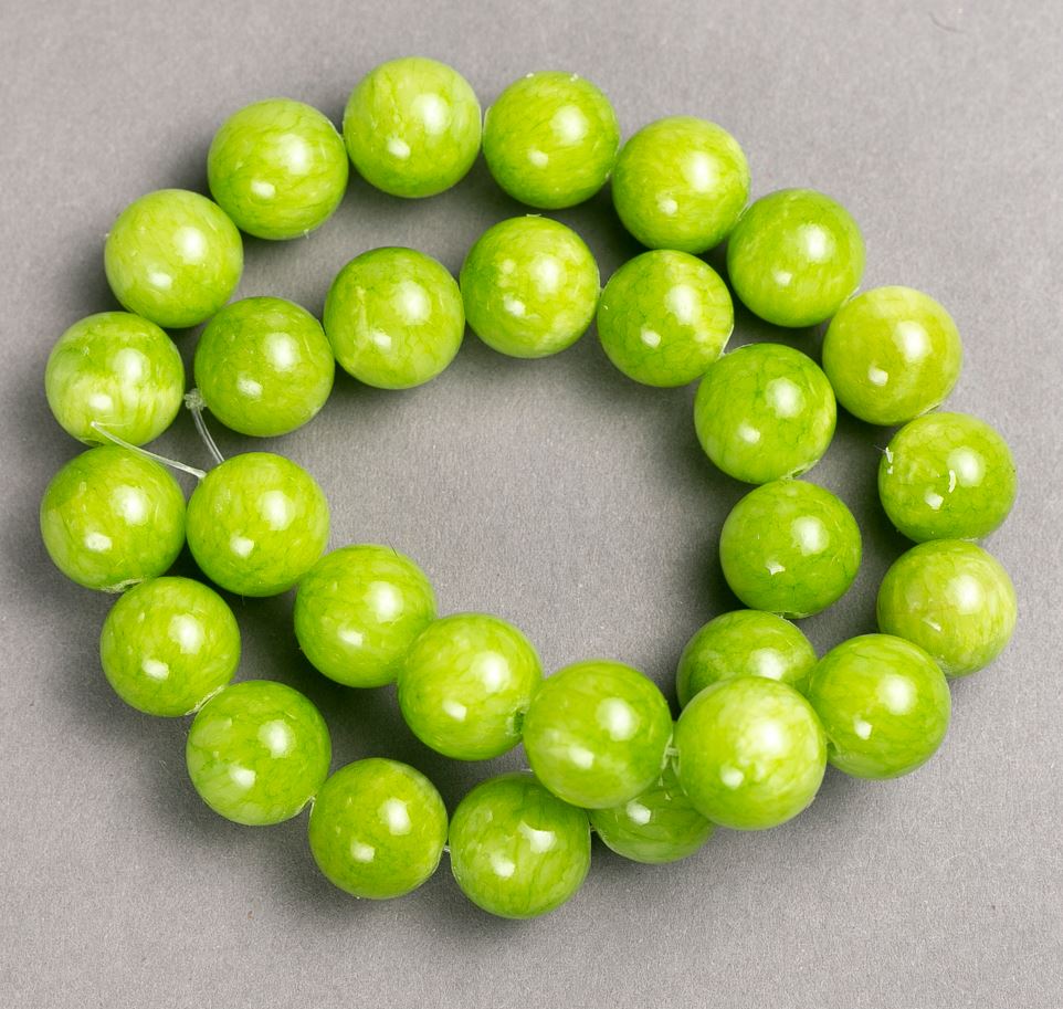 Onyx Beads (Acrylic) on Beading Thread, Smooth Round Beads, 14.5 mm diameter, 40 cm length