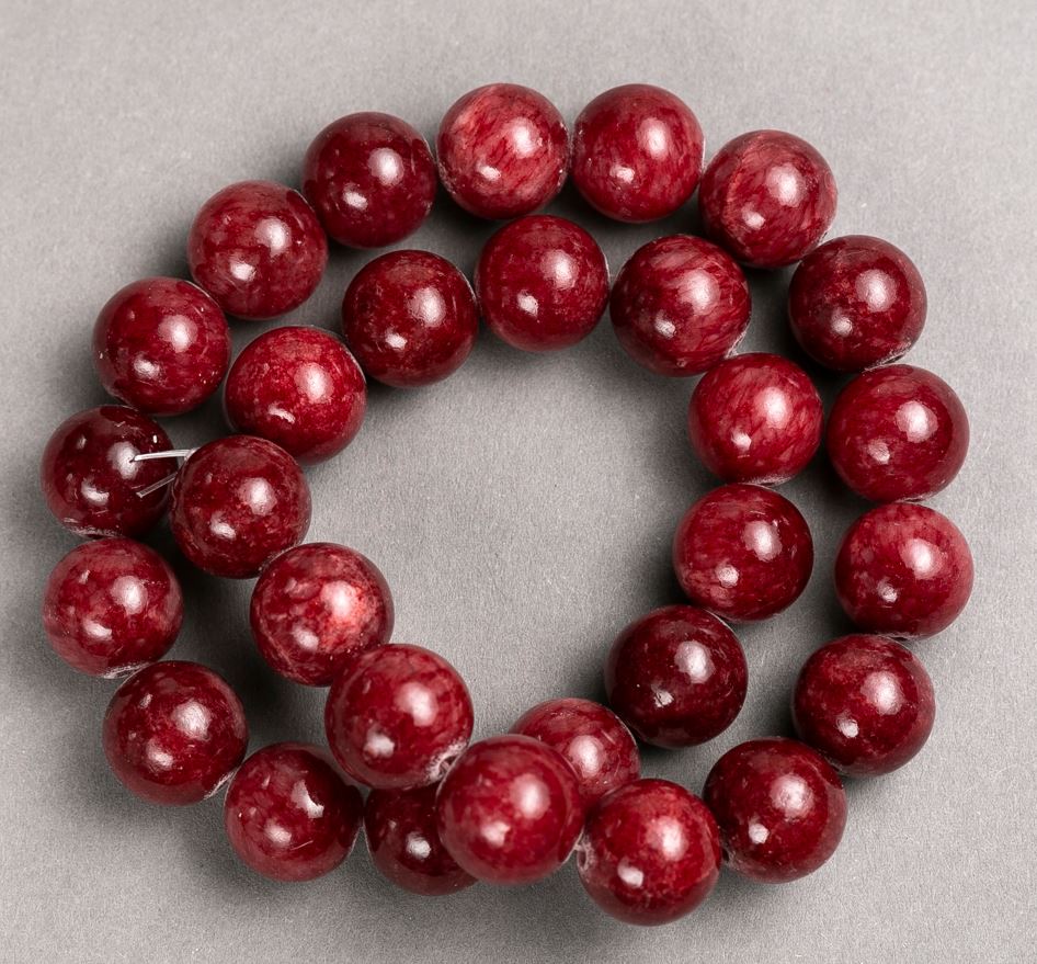 Tourmaline Beads (Acrylic) on Thread, Smooth Spheres, 14 mm Diameter, Length about 40 cm