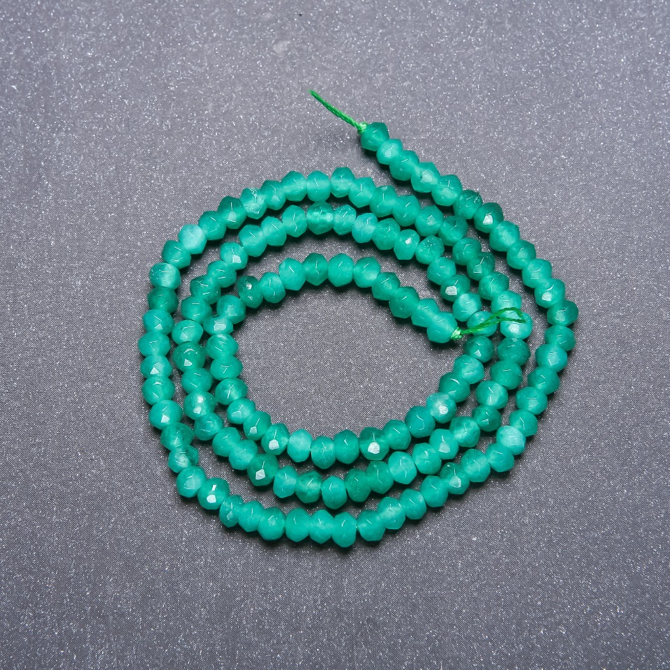 Amazonite Beads (Synthetic) Faceted Rondelle, 4x3 mm, on a 38 cm strand