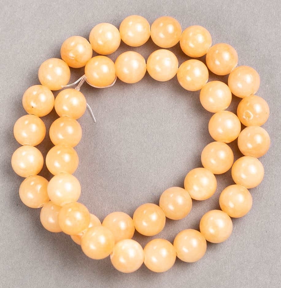 Selenite Beads on Fishing Line (Artificial Acrylic) Smooth Beads, 10.5 mm Diameter, 39 cm Length