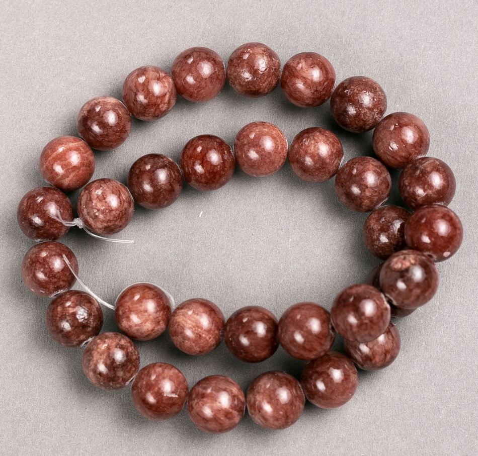 Selenite Beads (synthetic acrylic) on a thread, smooth round bead, 12.5 mm diameter, 39 cm length