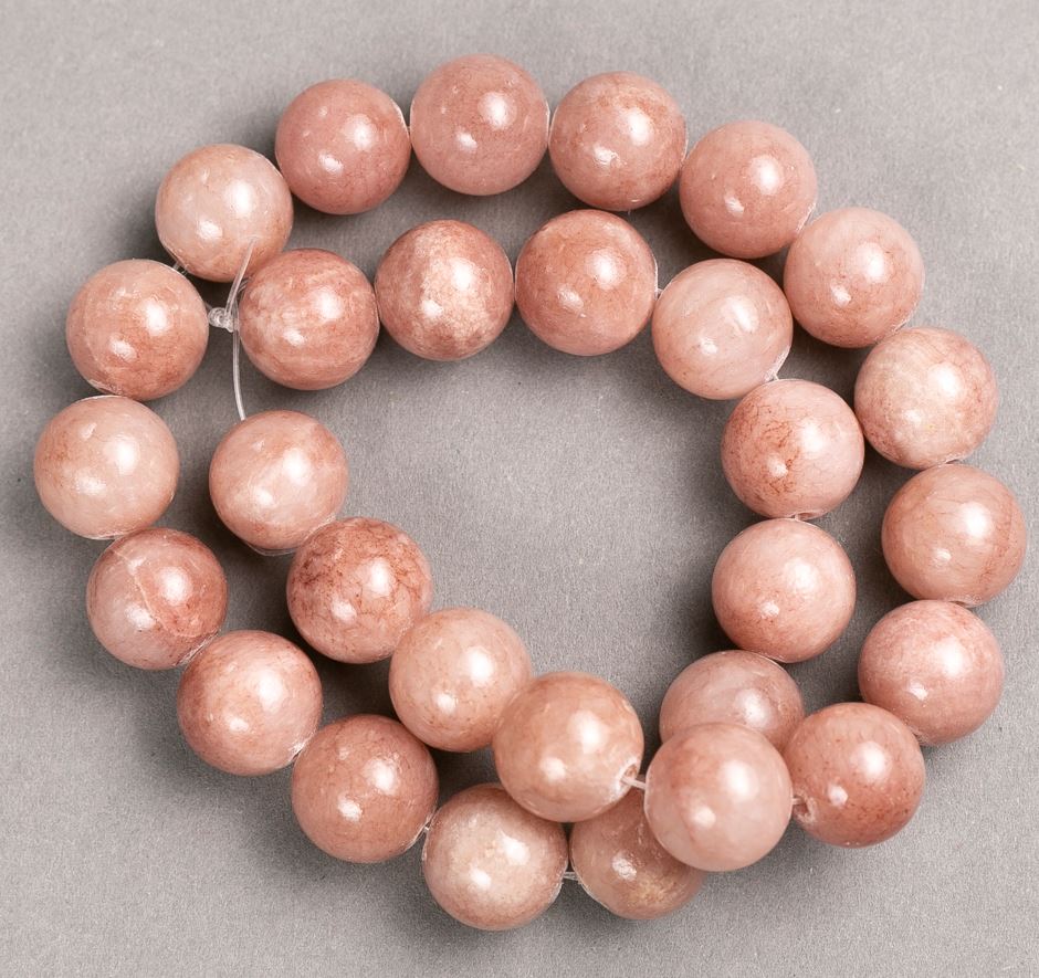 Strung Beads Strawberry Quartz (Acrylic) Smooth Round Bead, 14.5 mm Diameter, 40 cm Length ±