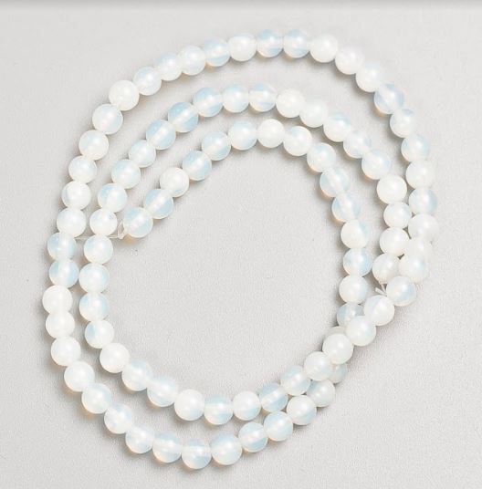 Moonstone (Opalite) Beads on Thread, 4 mm Diameter, 37 cm Length