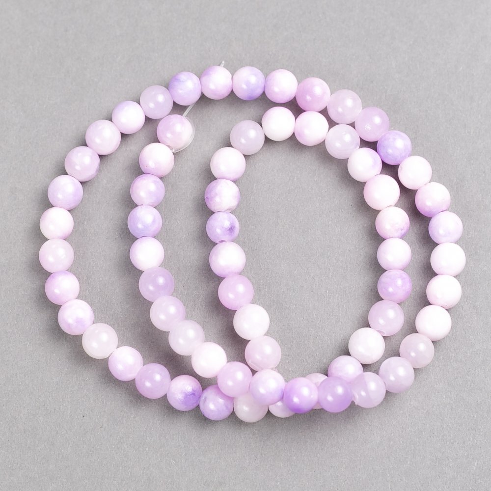 Rose-pink lilac 'Amethyst' Beads (Acrylic) on thread, smooth round beads, diameter 6 mm, length 40 cm ±