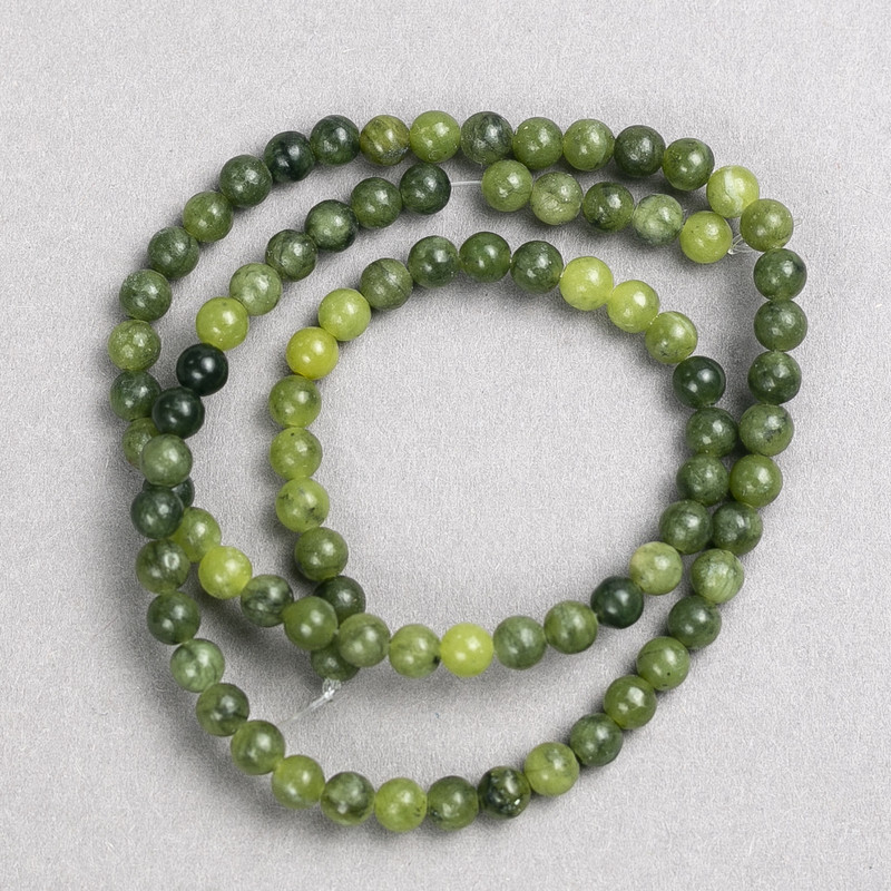 Jadeite Beads on Thread, Smooth 4–5 mm Beads, 38 cm Length