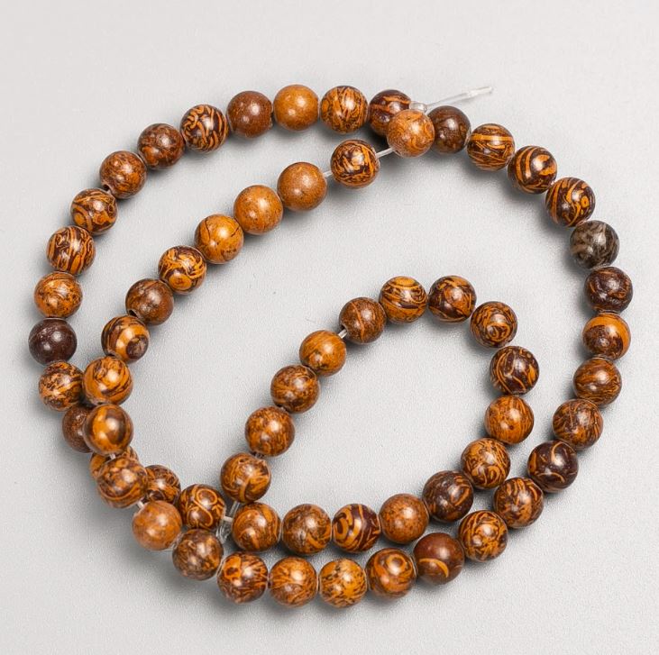 Beads on thread, Jasper smooth round beads, diameter 6.5 mm, length 39 cm