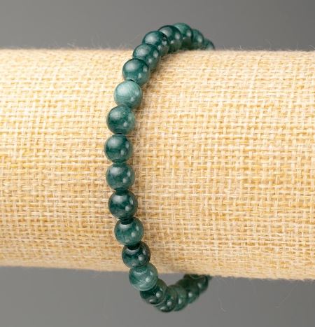 Elastic bracelet with viridian-colored tinted quartz beads (artificial acrylic), smooth beads, 6.5 mm diameter, 18 cm length