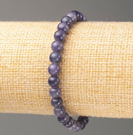 Elastic bracelet with Iolite imitation (synthetic acrylic) smooth beads, diameter 6.5 mm, length 18 cm