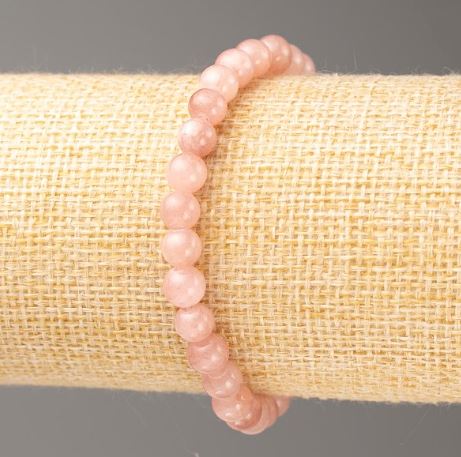 Strawberry Quartz Elastic Bracelet (artificial acrylic) Smooth Beads 6 mm +/-, Length 18 cm+
