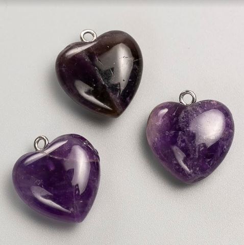 Heart Amethyst Pendant, 27×25×9 mm