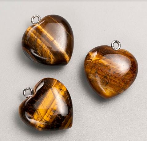 Heart Pendant with Tiger's Eye, diameter 25x25mm+