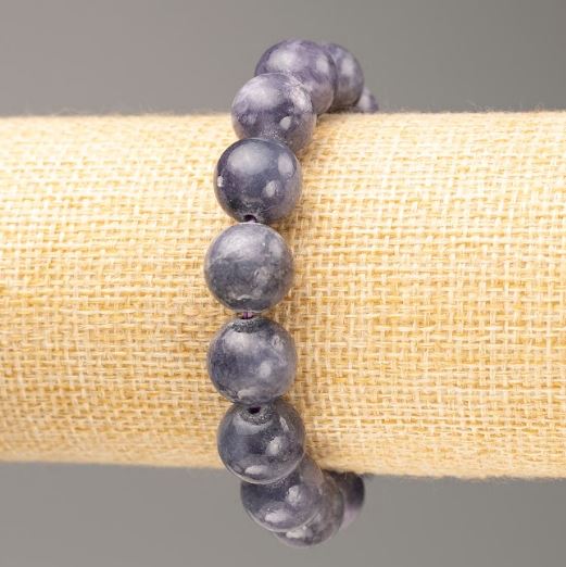 Elastic bracelet with amethyst imitation, smooth beads, 12.5 mm diameter, 18 cm length