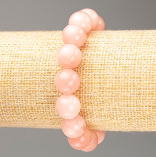 Elastic Bracelet with Pink Quartz (Artificial Acrylic) - Smooth Beads, 12.5 mm Diameter, 18 cm Length
