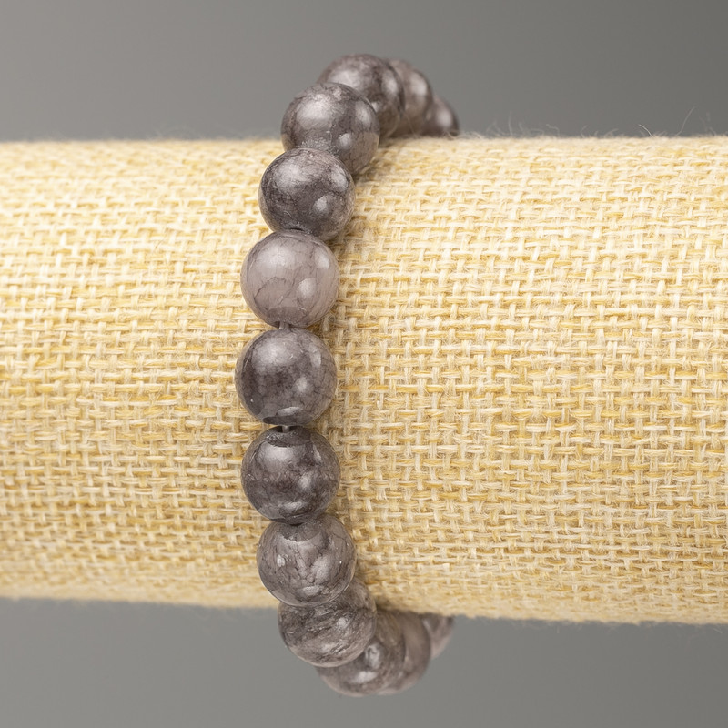Bracelet with Labradorite Imitation on Elastic – Smooth Beads, 10mm Diameter, 18cm Length
