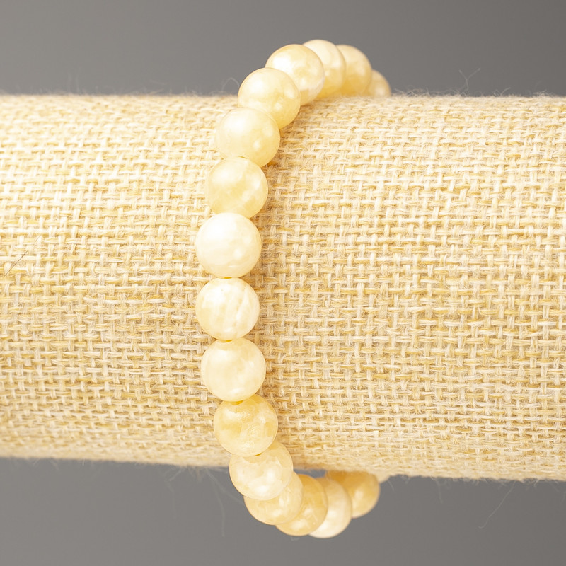 Bracelet 'Mother-of-Pearl Balamut' (synthetic acrylic), 8mm diameter, 18cm length, smooth beads on elastic cord