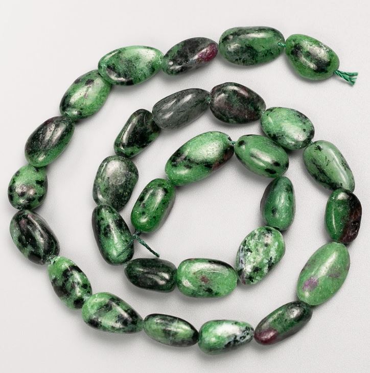 Zoisite Beads on Thread, Tumbled, 15x9 mm, length 41 cm
