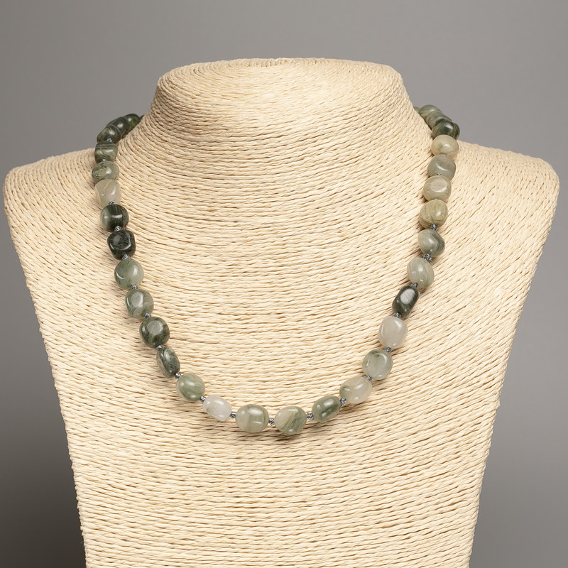 Seraphinite Faceted Necklace, diameter 5×8-10 mm+-, length 50 cm+-
