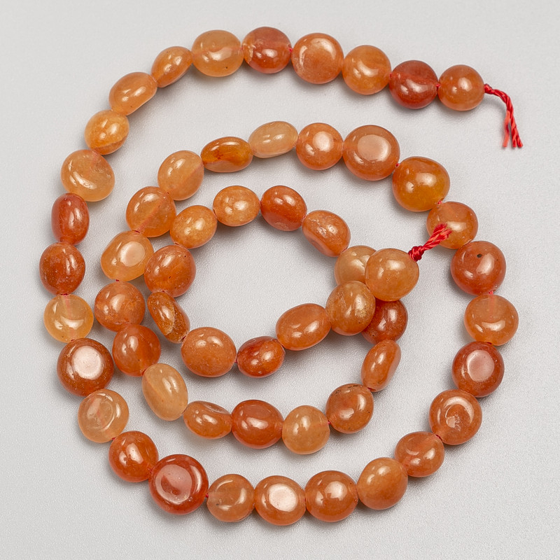 Carnelian stone beads, faceted, on thread, 8x8 mm diameter, 38 cm length