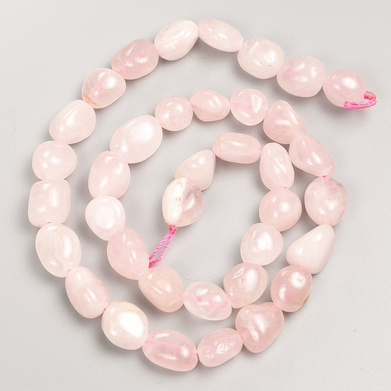 Natural stone beads, pink quartz, faceted, on thread, diameter 8×11 mm, length 40 cm