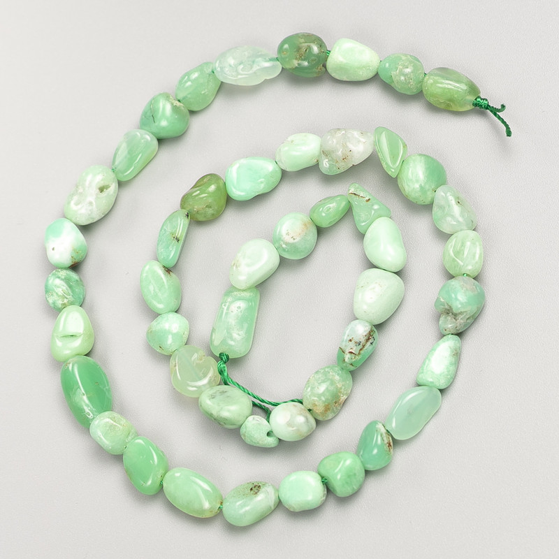 Beads of natural Larimar gemstone, green faceted, on thread, 7×8 mm diameter, 40 cm length