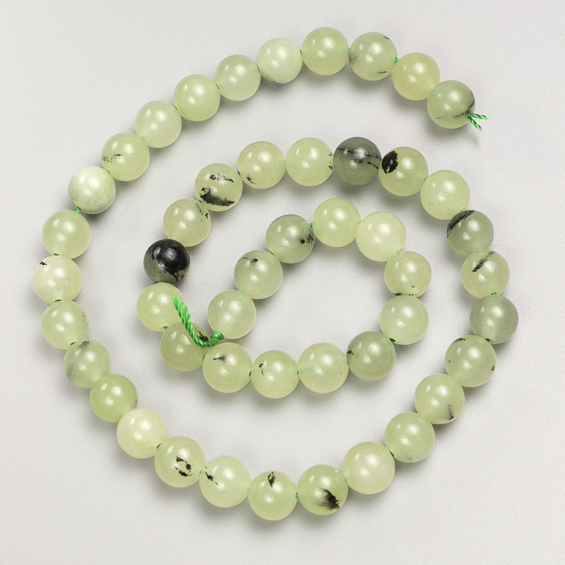 Prehnite Beads, Smooth 8mm on Thread