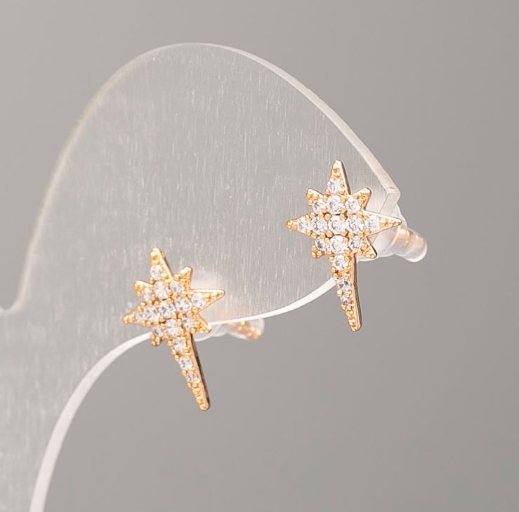 Xuping Earrings, 18K Gold Plating with White Crystals, 14x10 mm diameter+