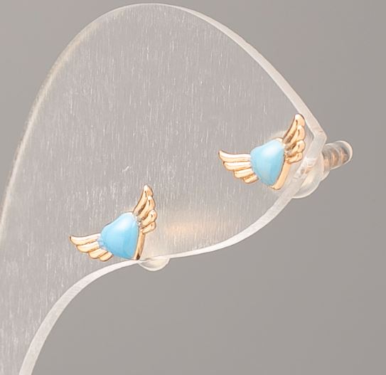 Xuping 18K Gold-Plated Blue Heart Stud Earrings