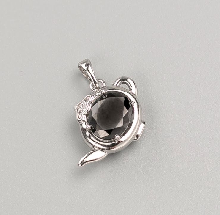 Xuping Pendant with Black Stone 20x14 mm Rhodium