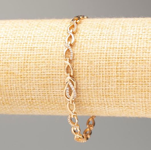 Xuping Bracelet 18K Gold Plating, Length 19 cm, Thickness 5 mm ±, with White Crystals