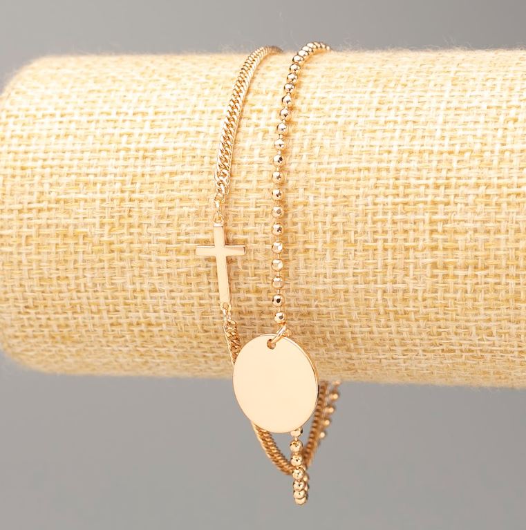 Bracelet Xuping Gold Plating 'Cross' 18K, length 18-22 cm, thickness 2 mm +-, thickness 2 mm+